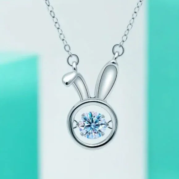 1 CARAT MOISSANITE  RABBIT 925 SS CHAIN ADJUSTABLE 16-18 INCH GRA CERTIFICATE - Picture 4 of 7